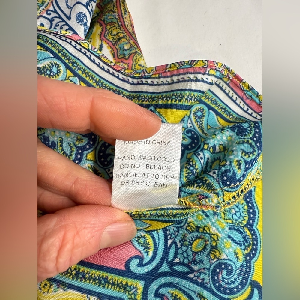 ODDY Yellow and Blue multi graphic print silky top size M - Picture 11 of 13